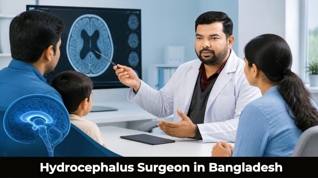 Hydrocephalus Surgeon in Bangladesh explaining treatment options to parents
